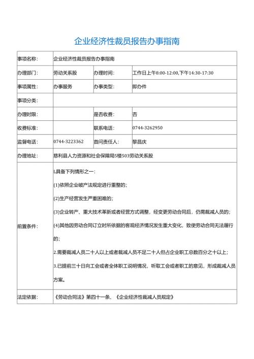 企业经济性裁员报告办事指南.docx