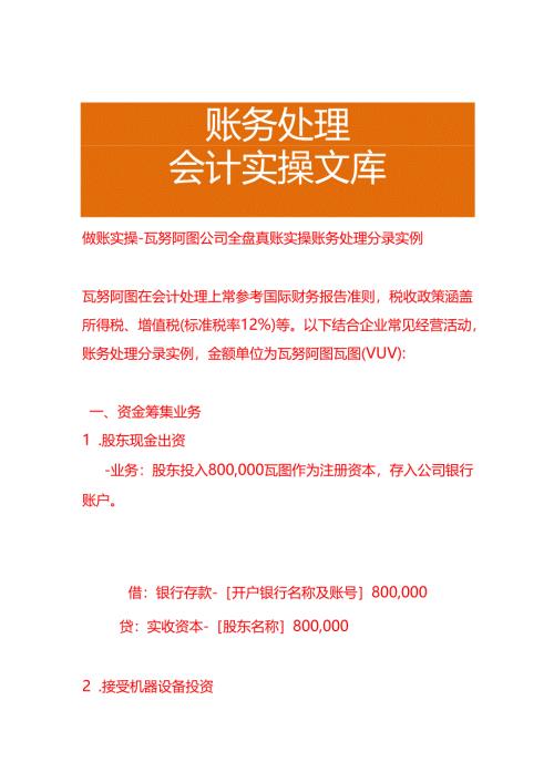 做账实操-瓦努阿图公司全盘账务处理分录实例.docx