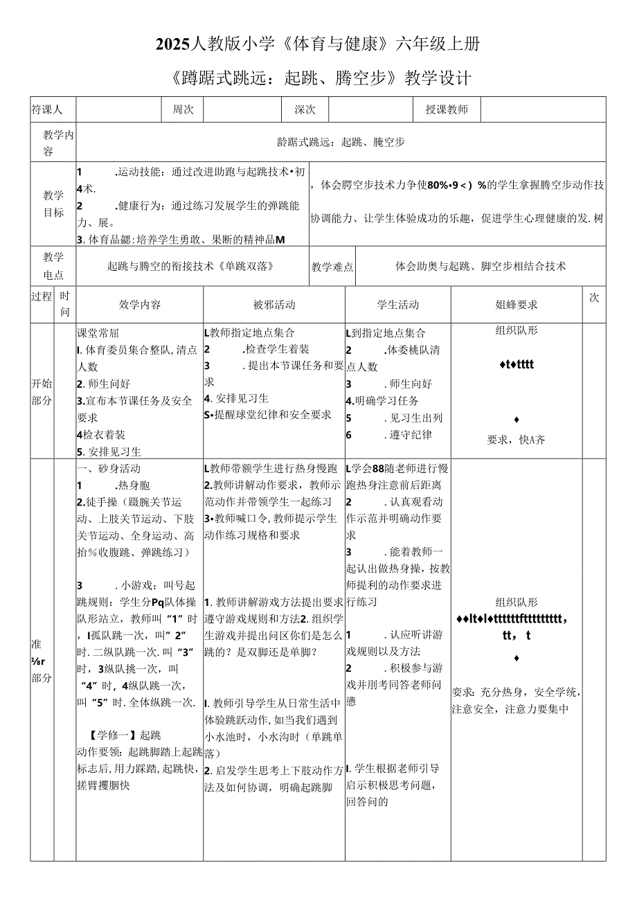 2025人教版小学《体育与健康》六年级上册《蹲踞式跳远：起跳、腾空步》教学设计教案（全）.docx_第1页