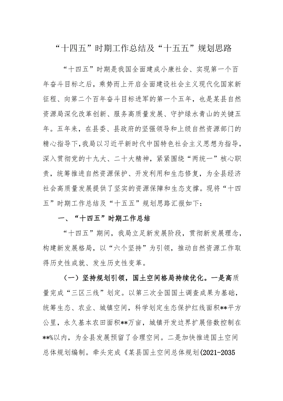 “十四五”时期工作总结及“十五五”规划思路.docx_第1页