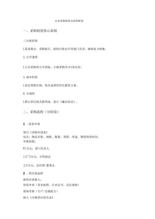 企业采购制度及流程框架.docx