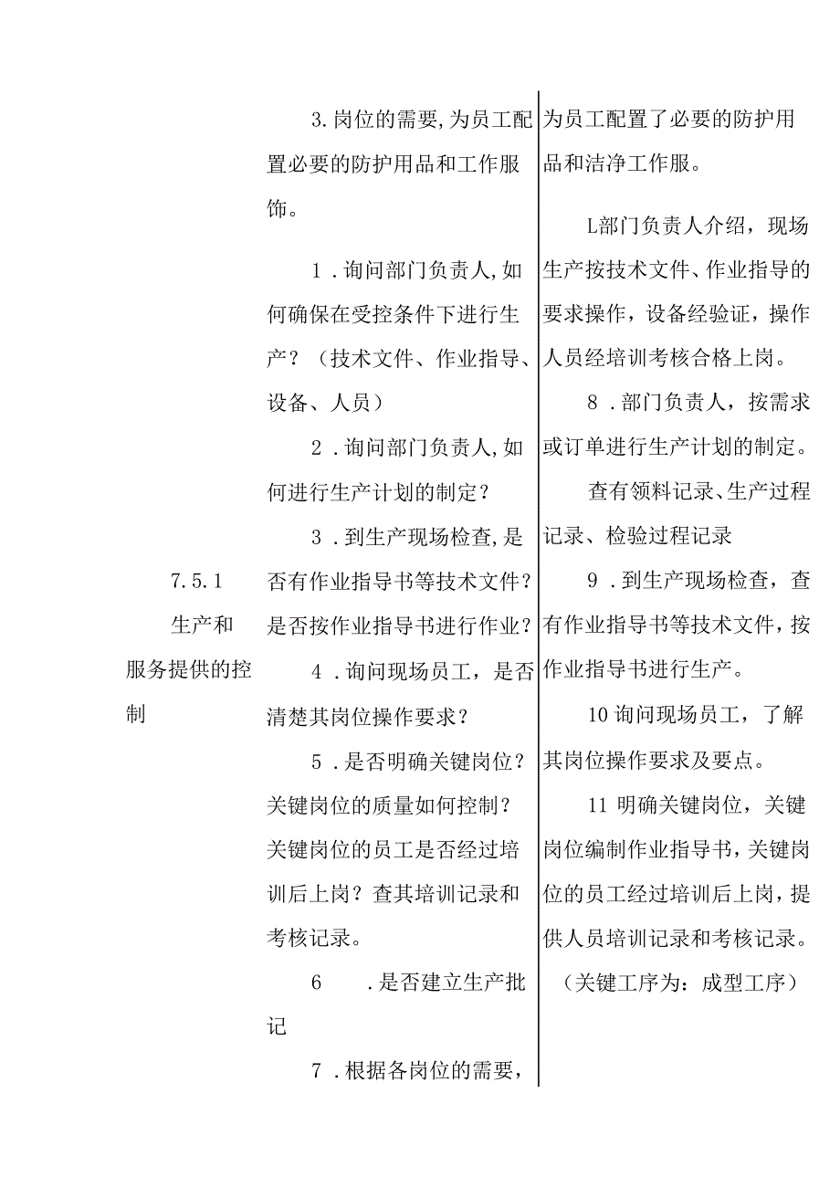 ISO13485医疗器械质量管理体系内审检查表-生产部.docx_第2页