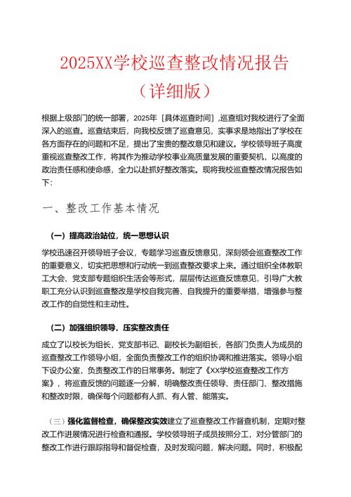 2025XX学校巡查整改情况报告（详细版）.docx