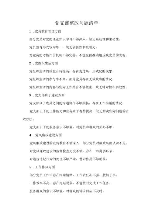 党支部整改问题清单.docx