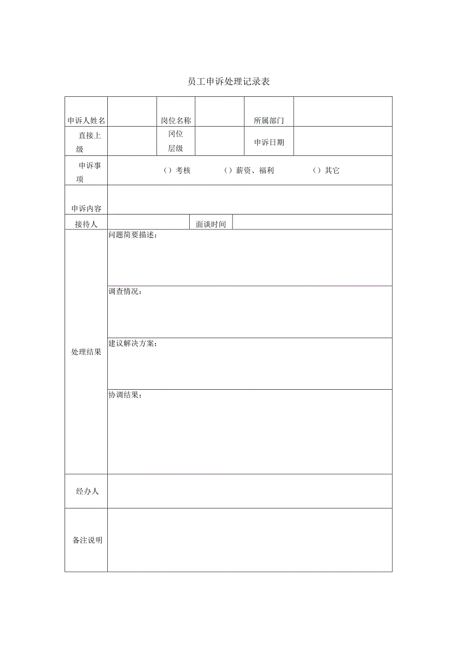 员工申诉处理记录表.docx_第1页