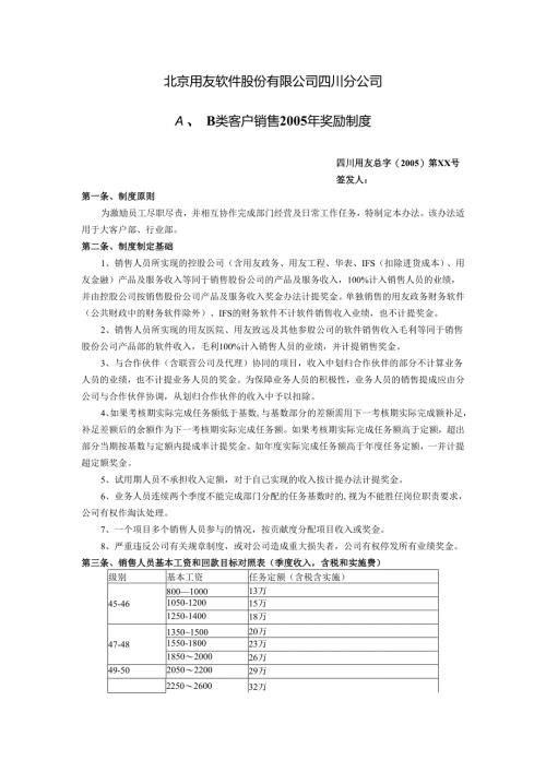 2005大客户销售激励制度.docx