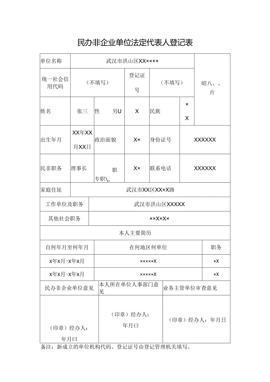 民办非企业单位法定代表人登记表.docx_第1页