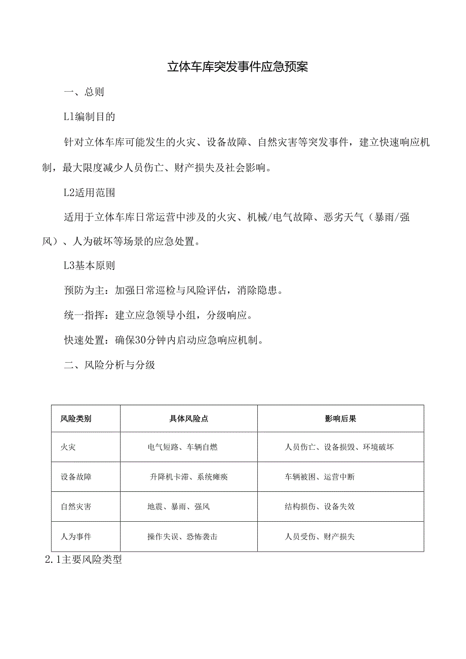 立体车库突发事件应急预案.docx_第1页