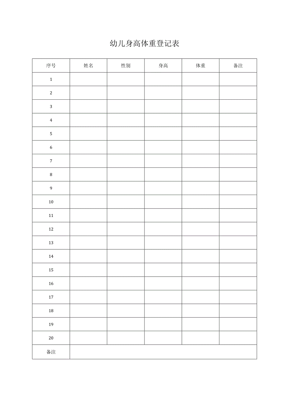 幼儿身高体重登记表.docx_第1页