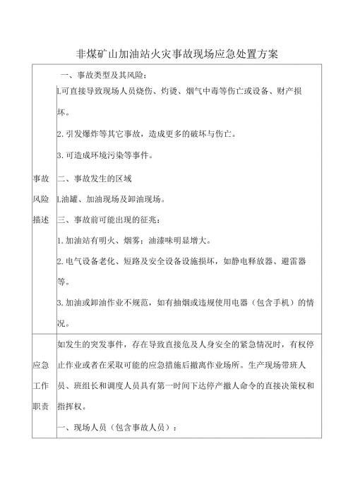 非煤矿山加油站火灾事故现场应急处置方案.docx