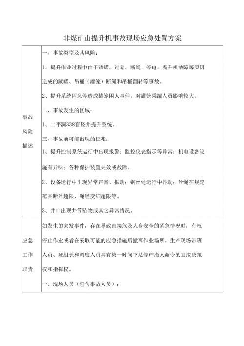 非煤矿山提升机事故现场应急处置方案.docx
