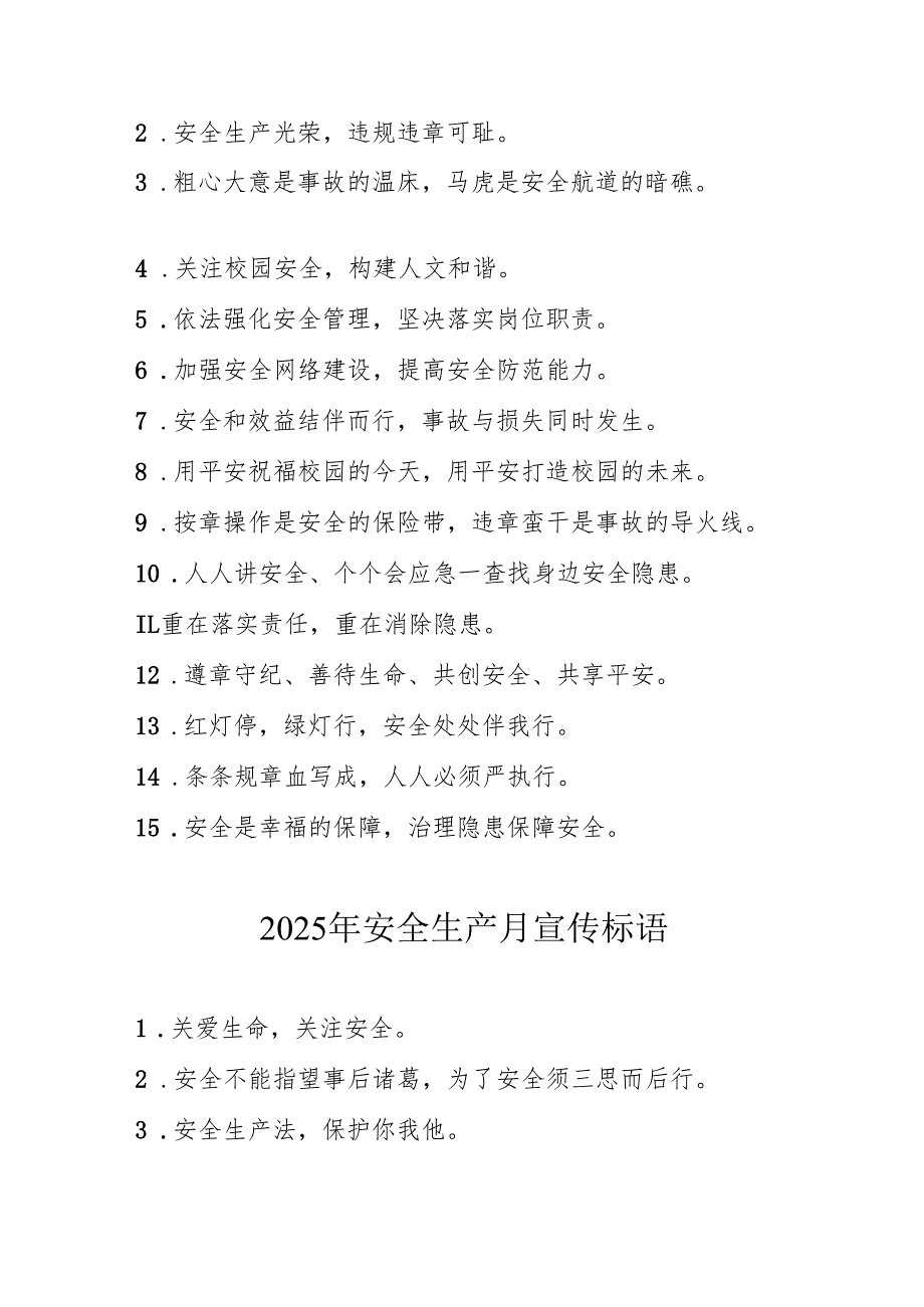 2025年全国安全生产月活动宣传标语 合计5份.docx_第3页