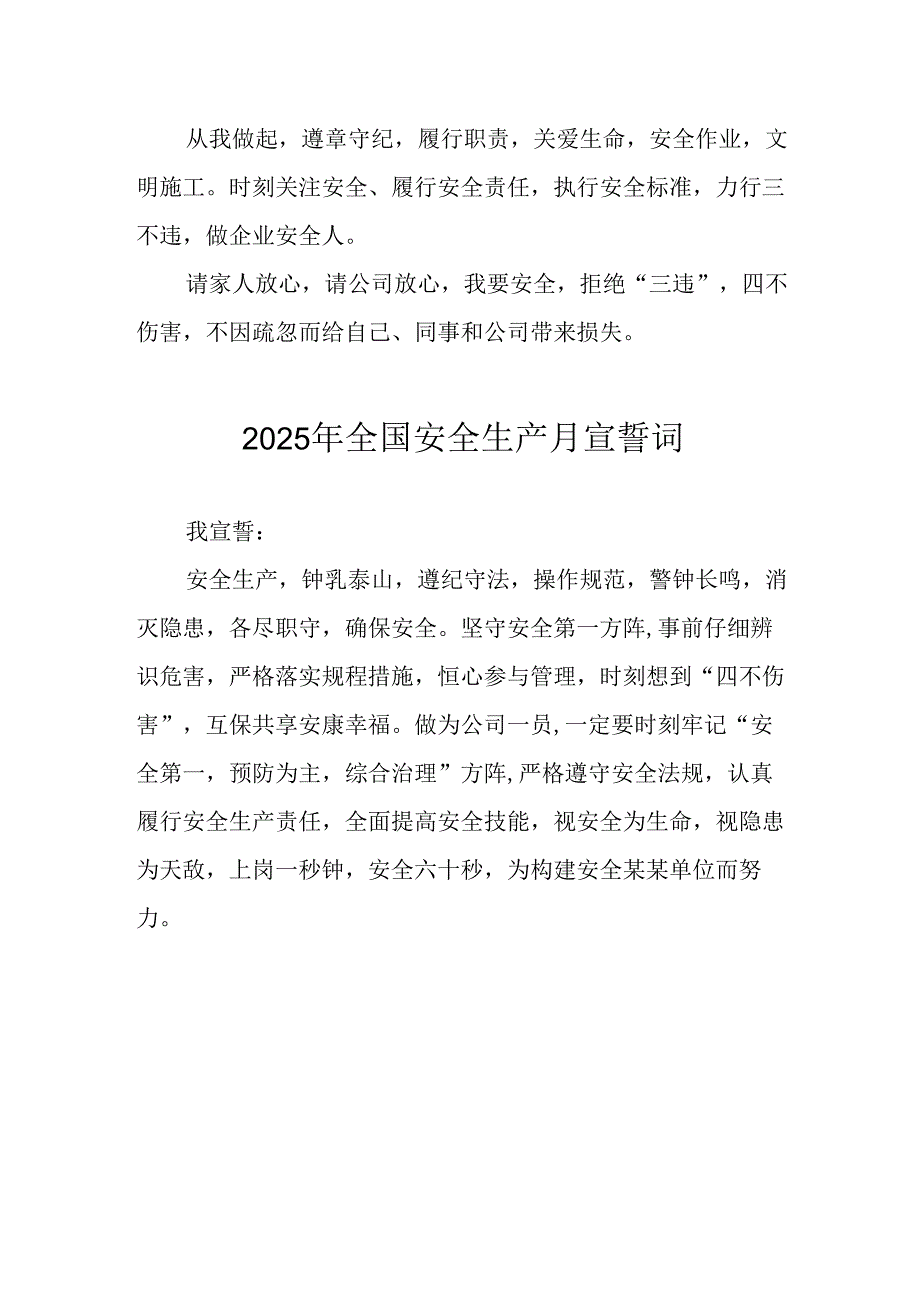 2025年全国安全生产月个人宣誓词 （汇编3份）.docx_第2页