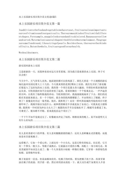 水上乐园游乐项目简介范文优选6篇.docx
