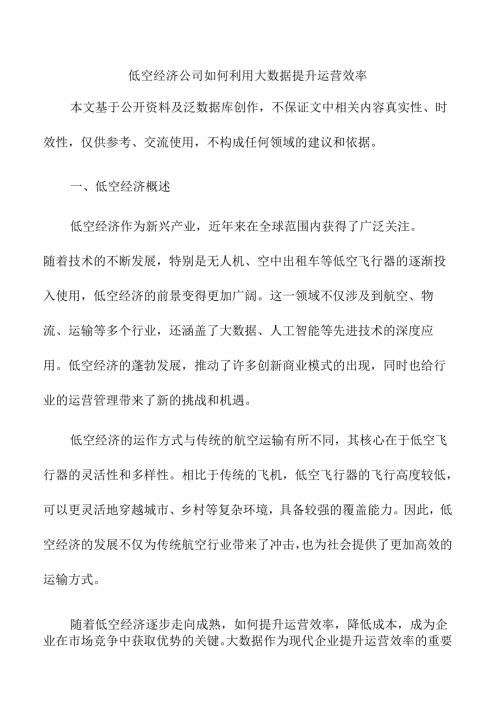 低空经济公司如何利用大数据提升运营效率.docx