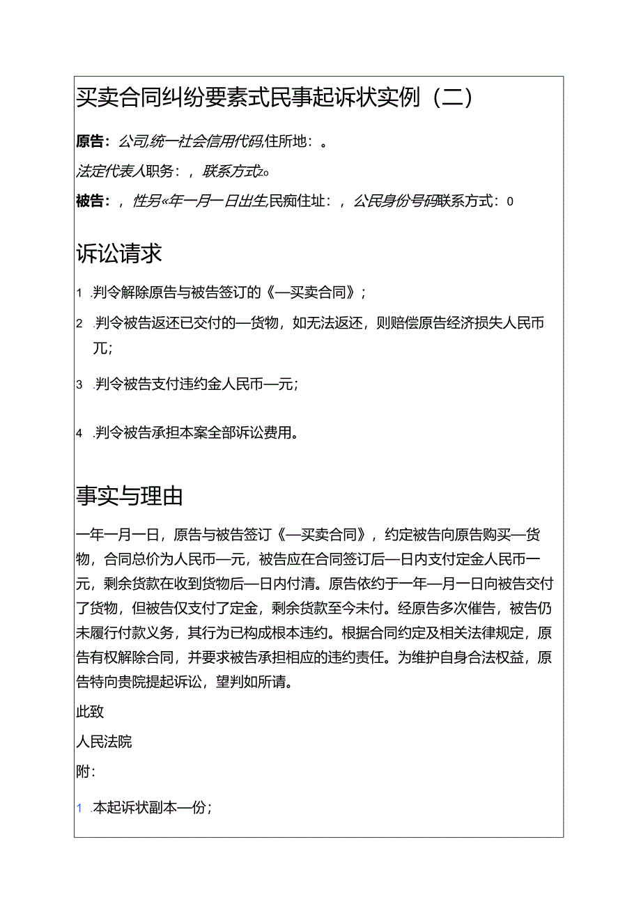 【买卖合同纠纷】要素式民事起诉状实例5篇.docx_第3页