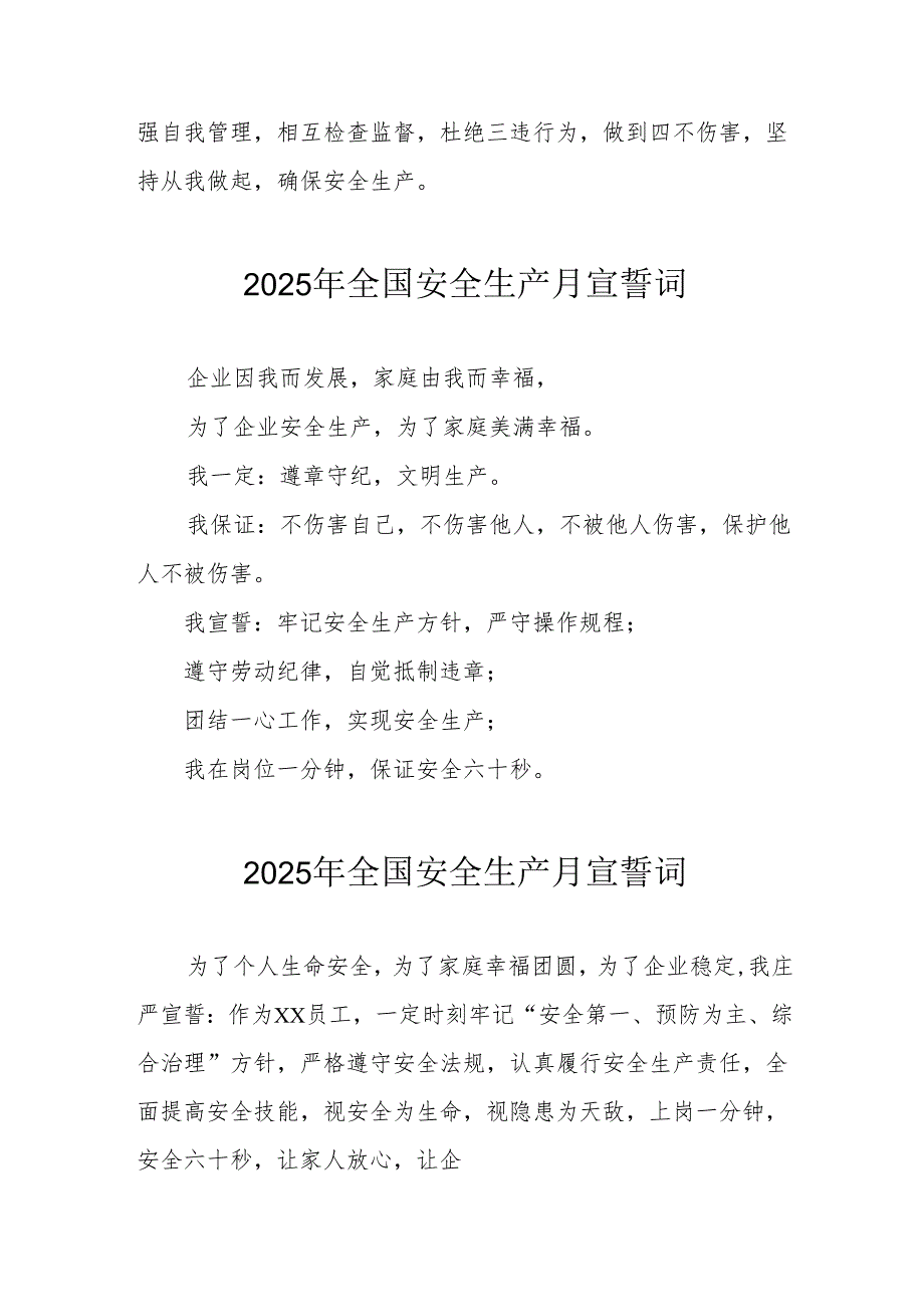 2025年《安全生产月》动员会宣誓词 （9份）.docx_第2页