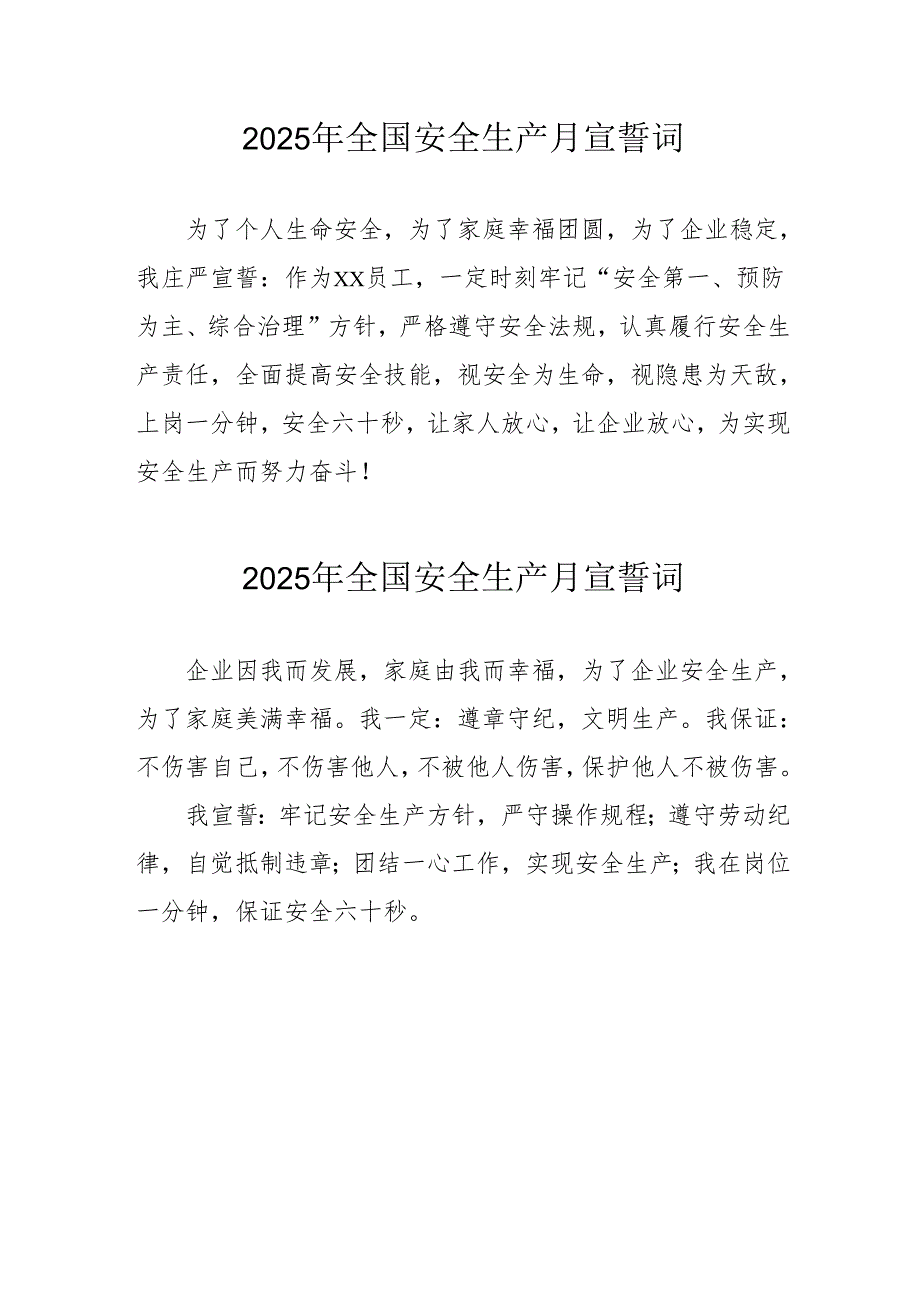 2025年《安全生产月》个人宣誓词 （4份）_51.docx_第2页
