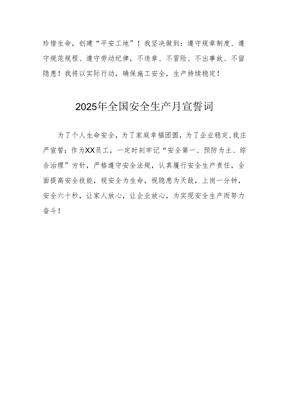 2025年全国安全生产月动员会宣誓词 （汇编3份）.docx_第2页