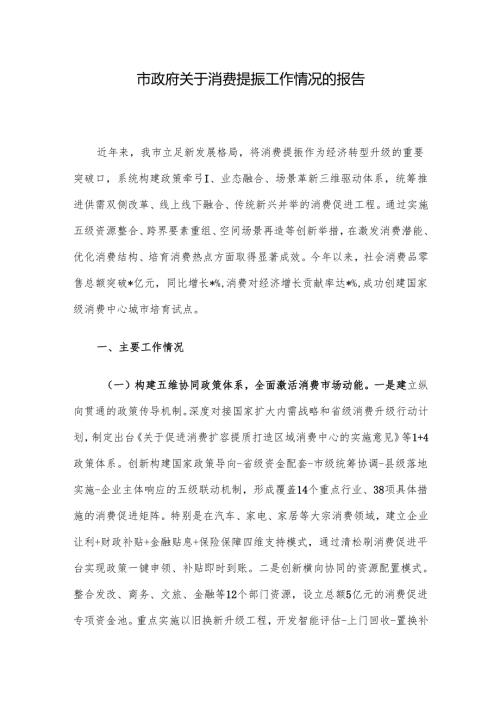 市政府关于消费提振工作情况的报告.docx