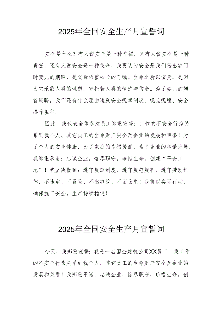 2025年《安全生产月》个人宣誓词 （4份）_65.docx_第1页