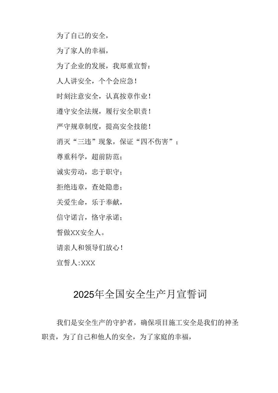 2025年全国安全生产月个人宣誓词 （9份）.docx_第2页