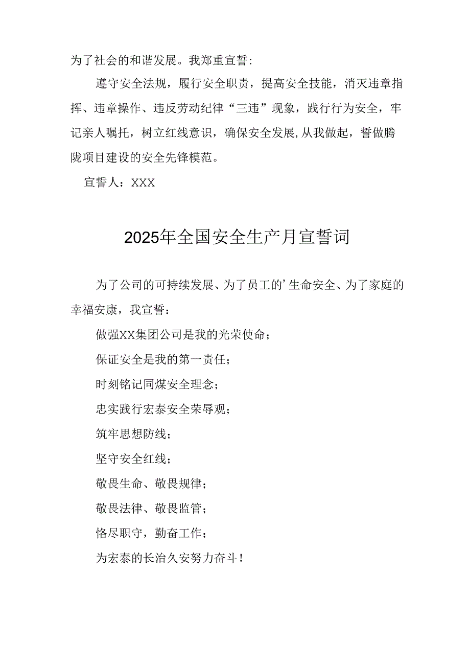 2025年全国安全生产月个人宣誓词 （9份）.docx_第3页