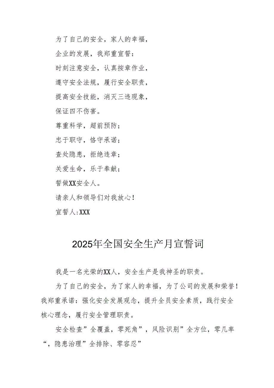 2025年全国《安全生产月》个人宣誓词 （合计9份）.docx_第2页