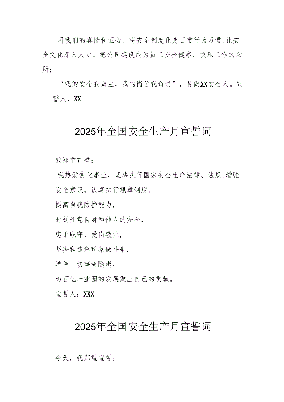 2025年全国《安全生产月》个人宣誓词 （合计9份）.docx_第3页