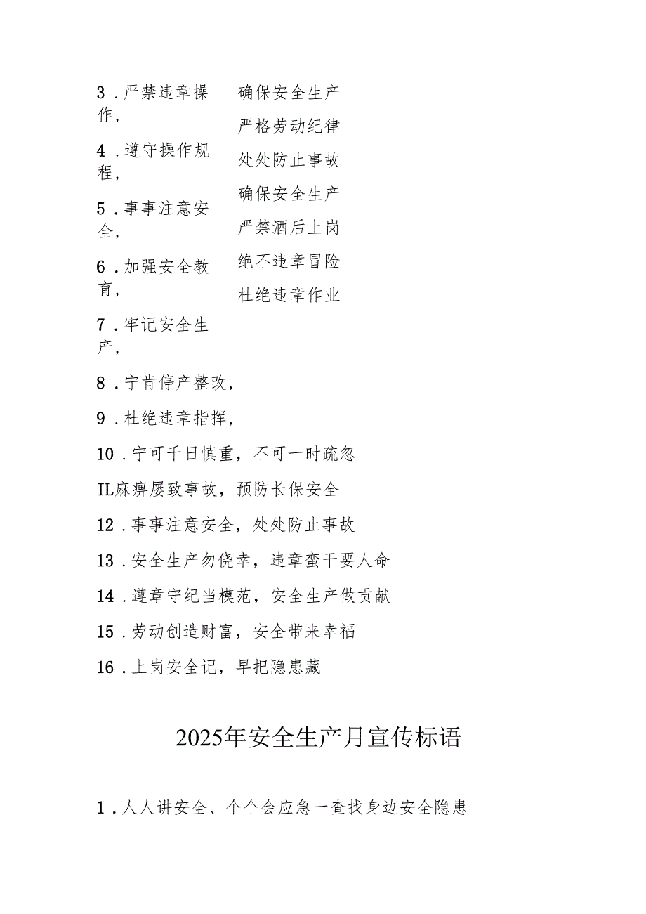 2025年全国安全生产月活动宣传标语 （5份）.docx_第3页