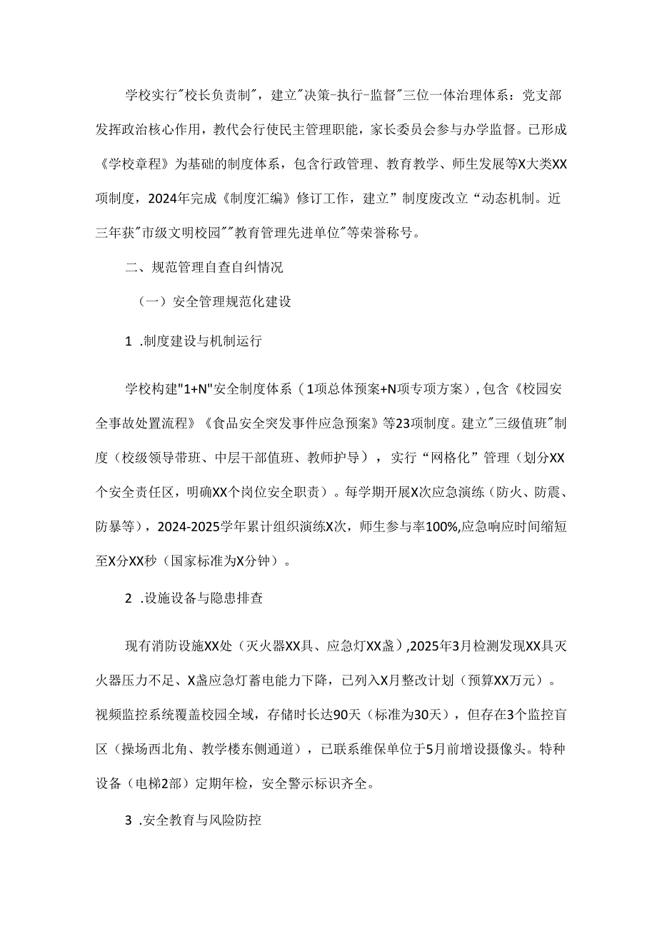 XXX学校2025年规范管理自查自纠报告范文.docx_第2页