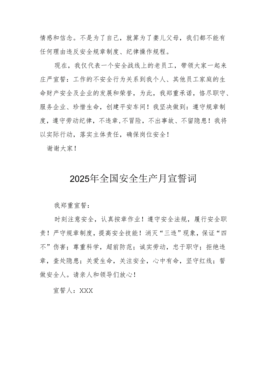 2025年全国安全生产月动员会宣誓词 汇编9份.docx_第3页
