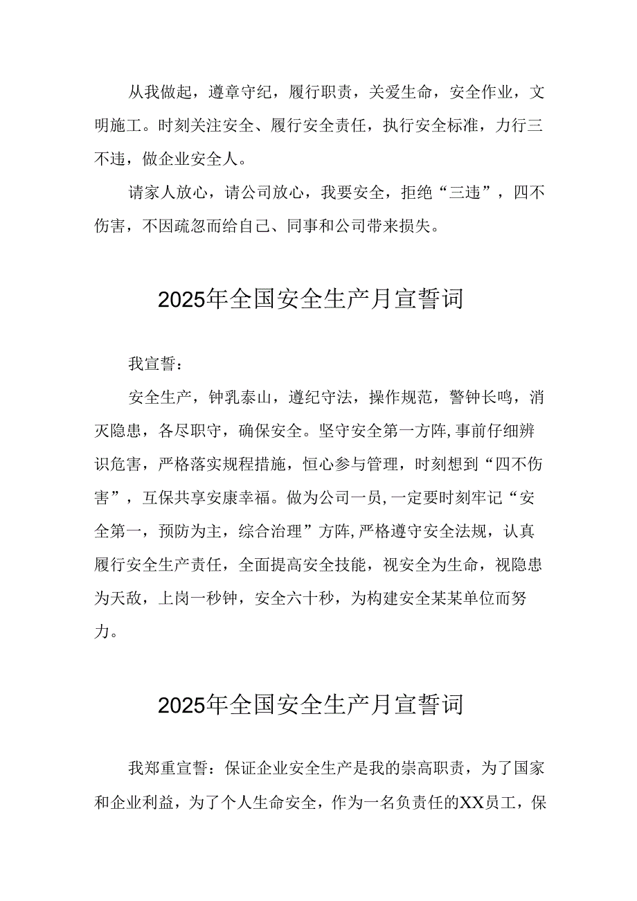 2025年安全生产月动员会宣誓词 （合计4份）.docx_第2页