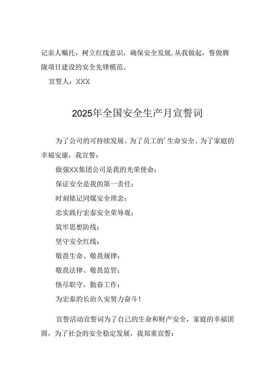 2025年全国《安全生产月》动员会宣誓词 （汇编9份）.docx_第3页
