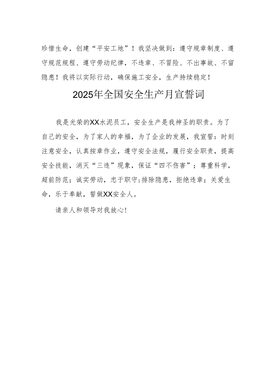 2025年全国《安全生产月》个人宣誓词 （汇编4份）.docx_第2页
