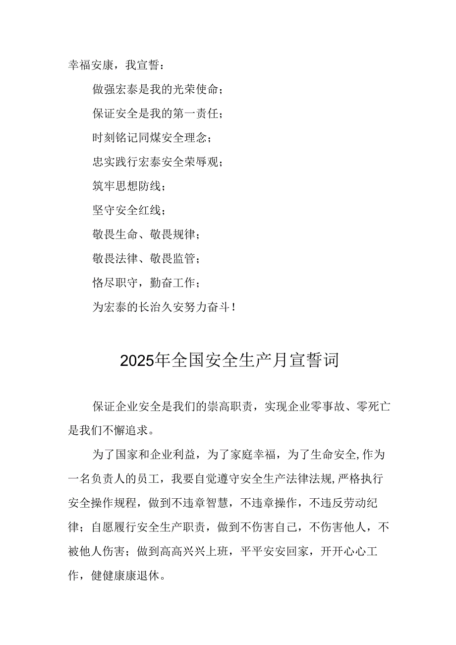 2025年安全生产月动员会宣誓词 合计4份.docx_第2页
