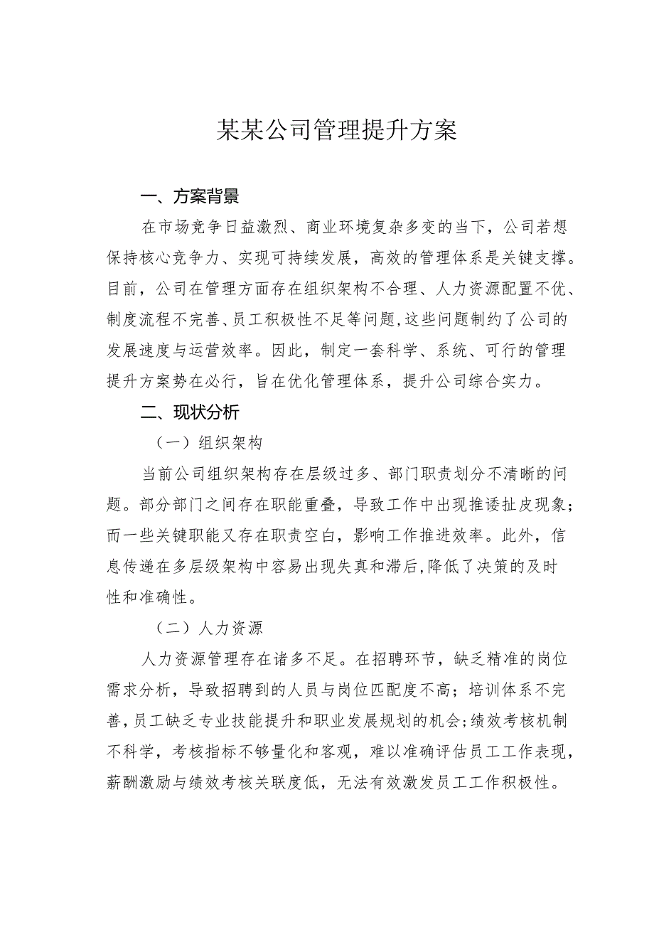 某某公司管理提升方案.docx_第1页
