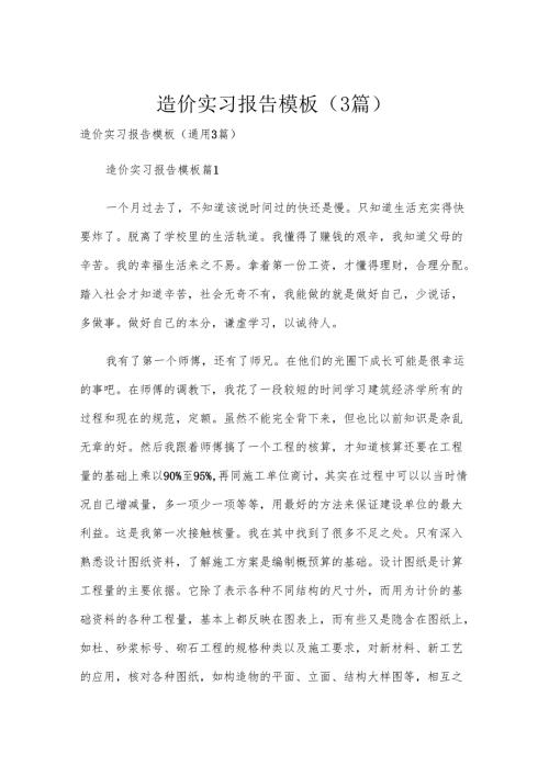 造价实习报告模板（3篇）.docx