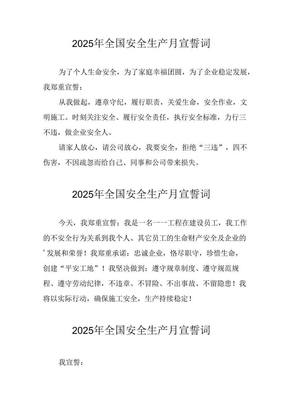 2025年《安全生产月》个人宣誓词 （4份）_98.docx_第1页