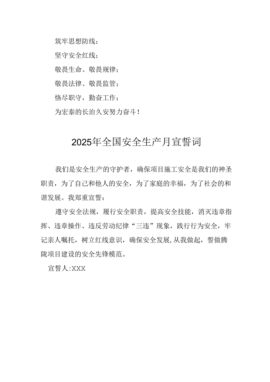 2025年全国安全生产月动员会宣誓词 （4份）.docx_第3页
