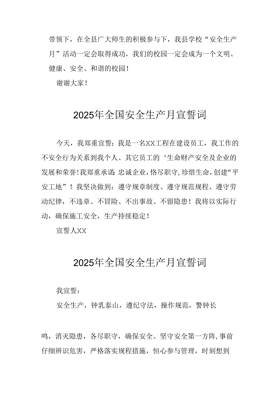 2025年《安全生产月》个人宣誓词 合计9份.docx_第2页