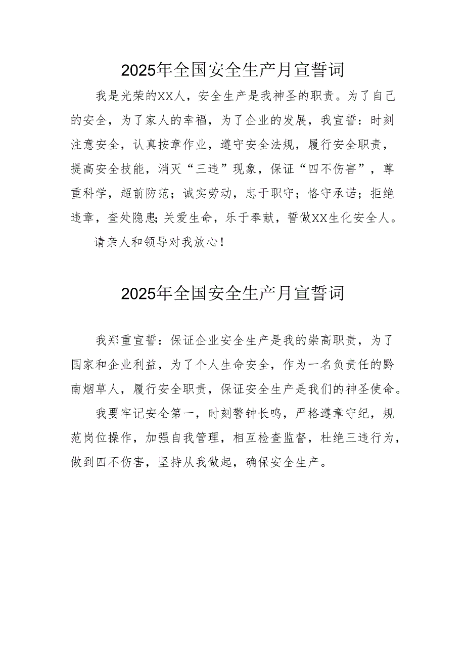 2025年安全生产月个人宣誓词 （4份）.docx_第2页