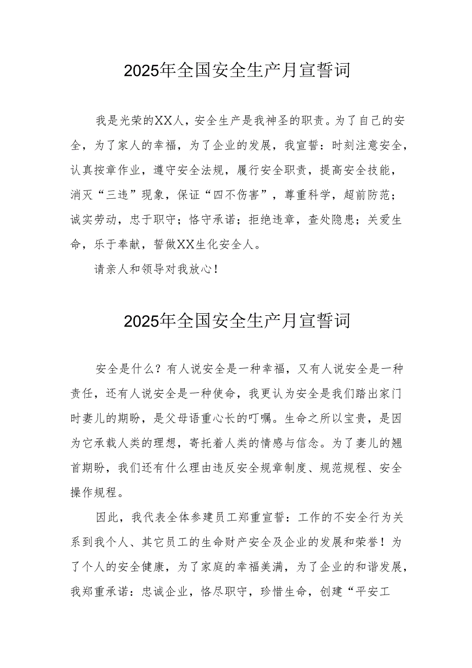 2025年《安全生产月》个人宣誓词 （4份）_91.docx_第1页