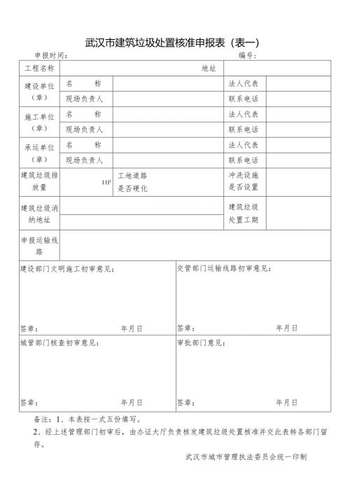 武汉市建筑垃圾处置核准申报表.docx