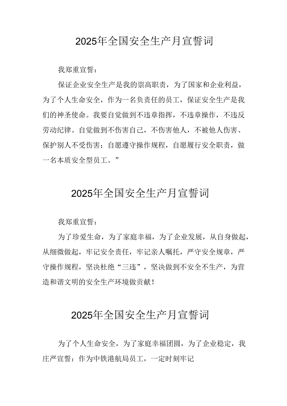 2025年《安全生产月》个人宣誓词 （4份）_85.docx_第1页
