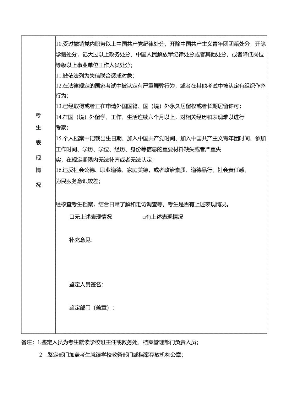 广东省2025年公安院校公安专业招生考生现实表现鉴定意见表.docx_第3页