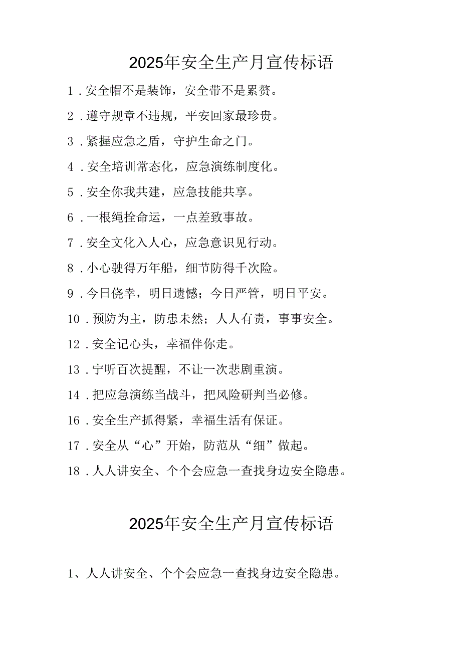 2025年全国《安全生产月》宣传标语.docx_第2页