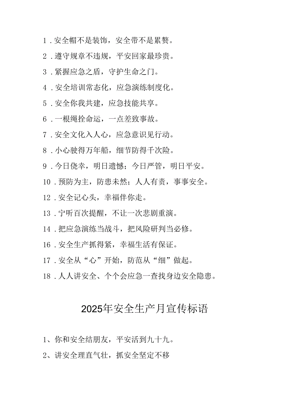 2025年全国《安全生产月》活动宣传标语 （5份）_85.docx_第3页
