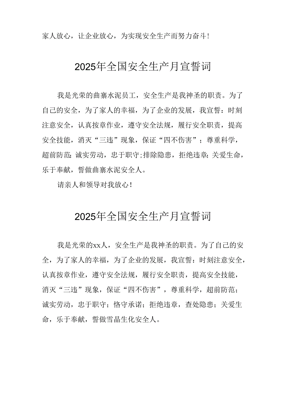 2025年全国《安全生产月》个人宣誓词 合计9份.docx_第3页