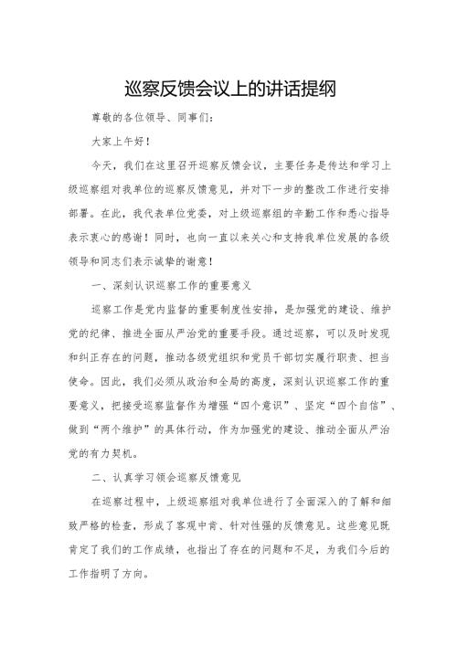 巡察反馈会议上的讲话提纲4.docx